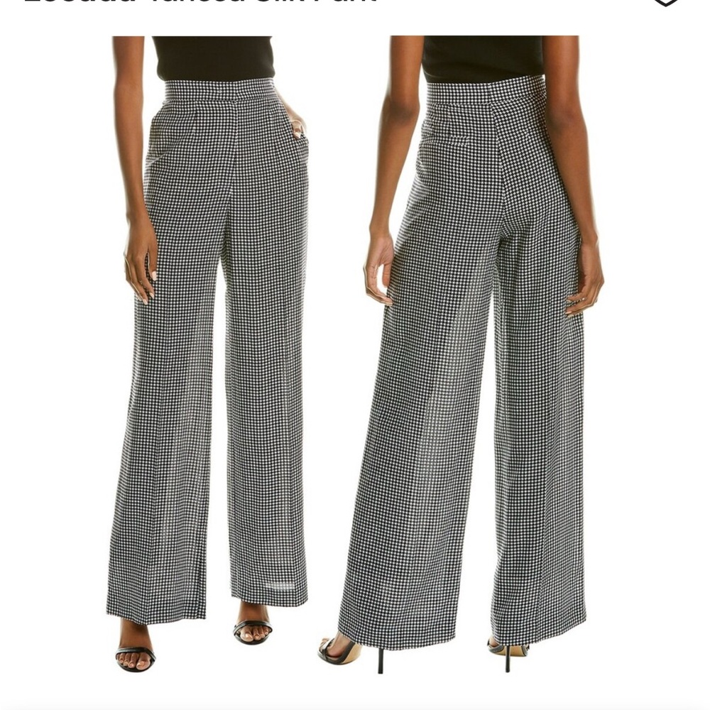 Escada Tarissa Houndstooth Silk Wide Leg Pant size 44 (12-14)